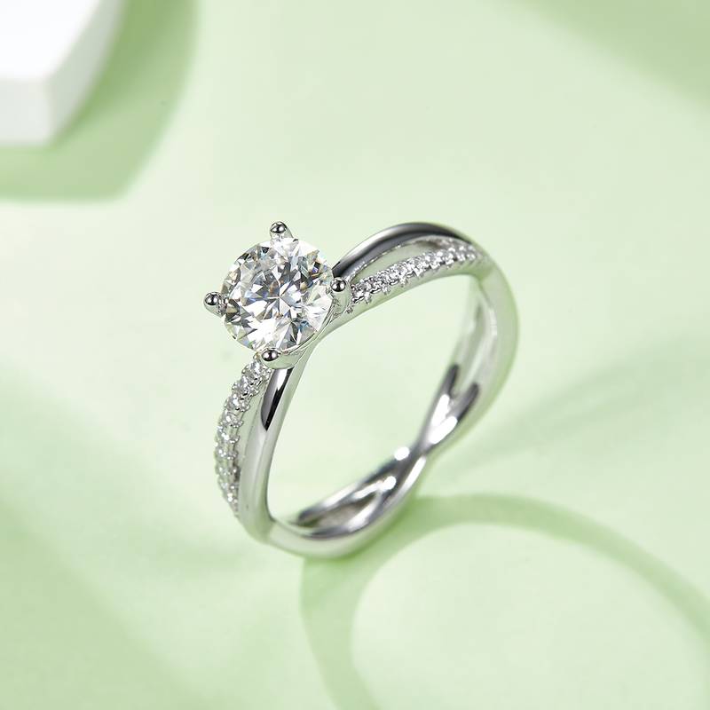 双臂刘诗诗同款S925银镀白金MoissaniteWomen's Ring1ctD级